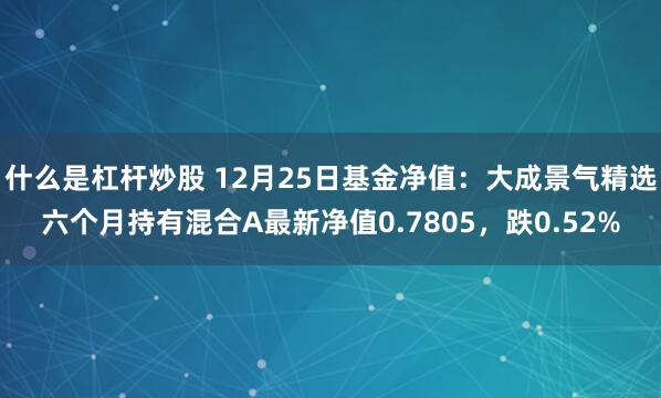 什么是杠杆炒股 12月25日基金净值：大成景气精选六个月持有混合A最新净值0.7805，跌0.52%