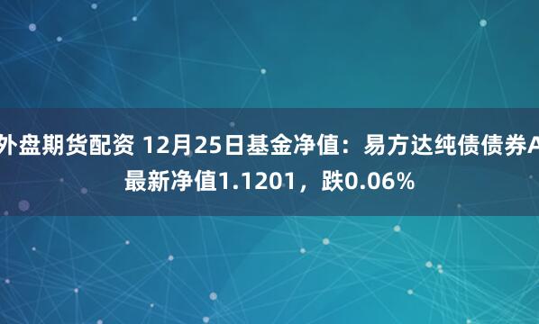 外盘期货配资 12月25日基金净值：易方达纯债债券A最新净值1.1201，跌0.06%