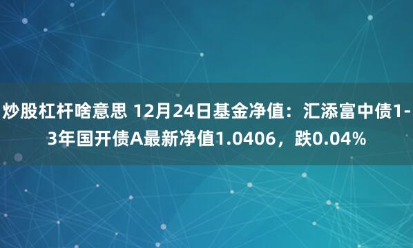 炒股杠杆啥意思 12月24日基金净值：汇添富中债1-3年国开债A最新净值1.0406，跌0.04%