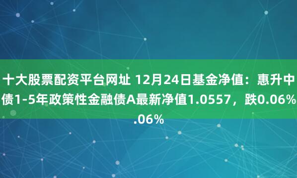 十大股票配资平台网址 12月24日基金净值：惠升中债1-5年政策性金融债A最新净值1.0557，跌0.06%