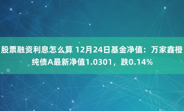 股票融资利息怎么算 12月24日基金净值：万家鑫橙纯债A最新净值1.0301，跌0.14%