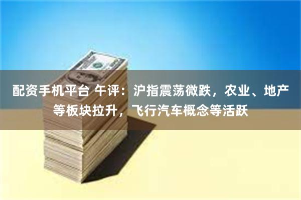 配资手机平台 午评：沪指震荡微跌，农业、地产等板块拉升，飞行汽车概念等活跃